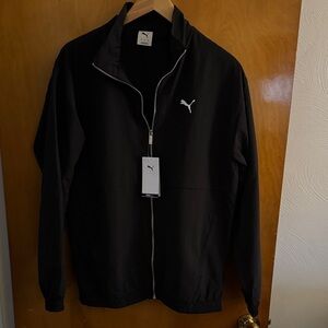 Black Puma Jacket Mens Small Windbreaker Zip Pockets